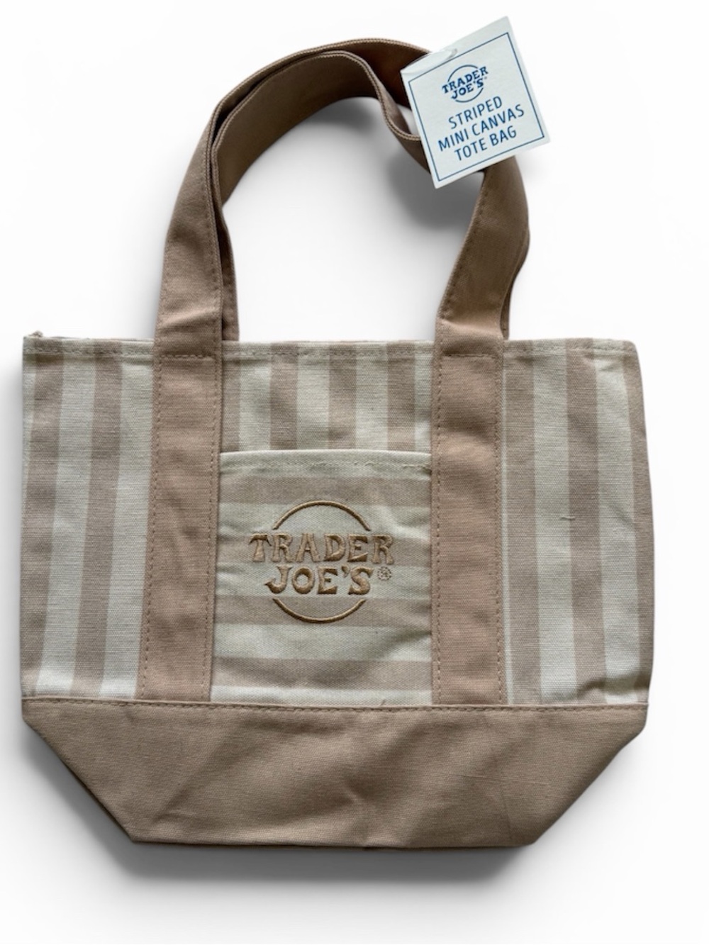 BNWT - Trader Joe's Striped Canvas Tote - Set of four - pink, green, blue, tan - Picture 4 of 5